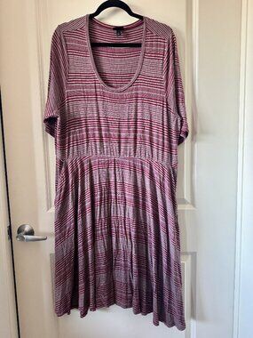 Torrid Size 3 Striped Midi Dress Scoop Neck Short Sleeve Flowy Plus Size